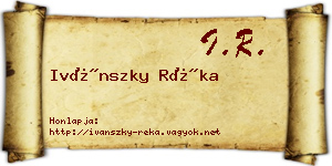 Ivánszky Réka névjegykártya